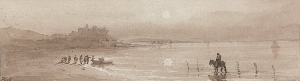 Sahil, Harlech Kalesi ile Gün Batımı by David Cox