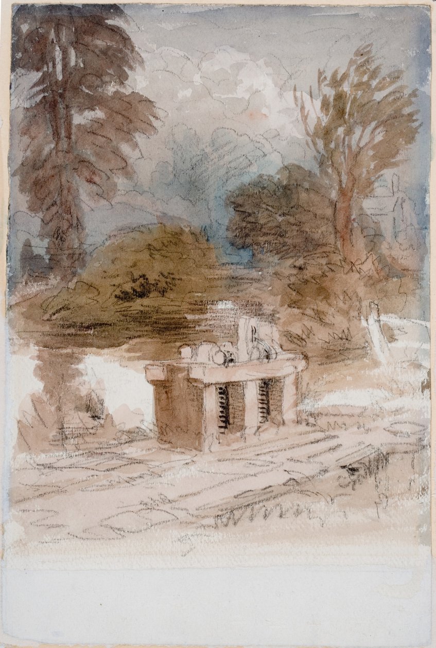 Sluice Gate (kağıt üzerine karakalem ve sulu boya (kart üzerine yapıştırılmıştır)) by David Cox