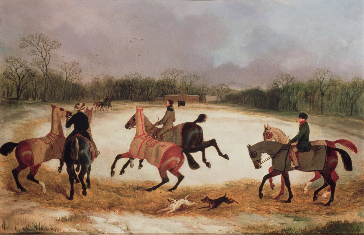 Yarış atlarını çalıştıran damatlar by David of York Dalby