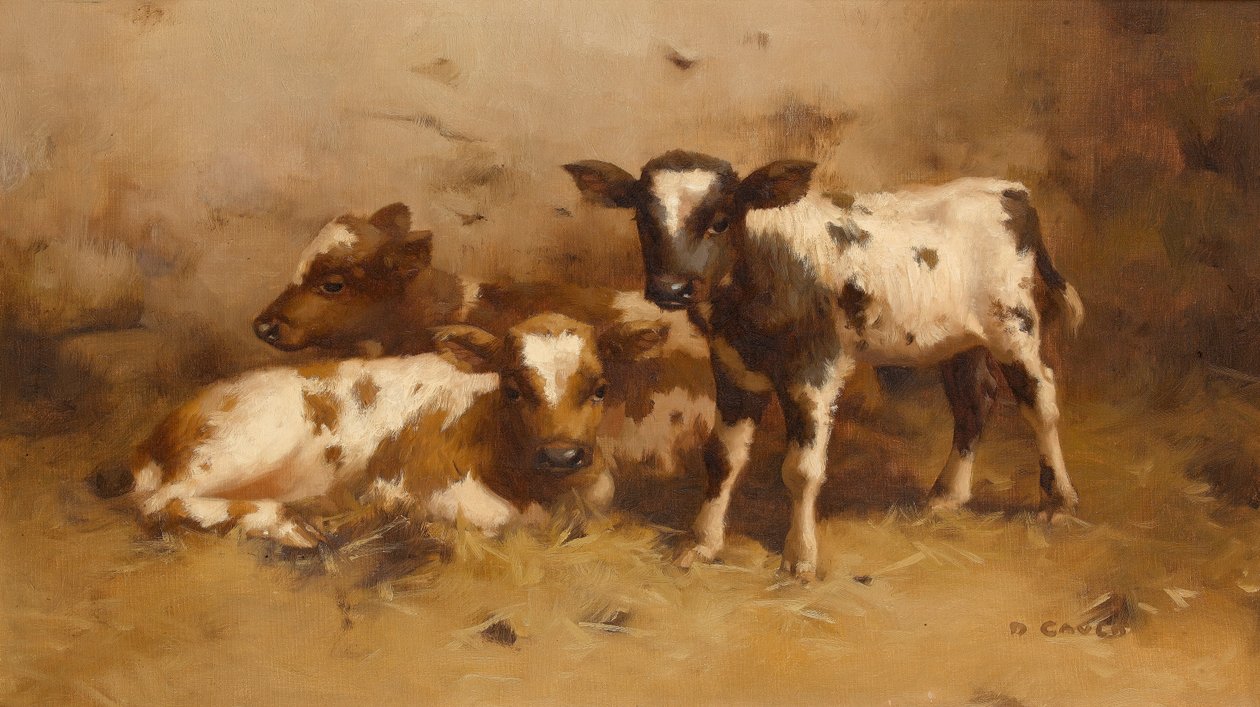 Bir Ahırda Üç Buzağı by David Gauld