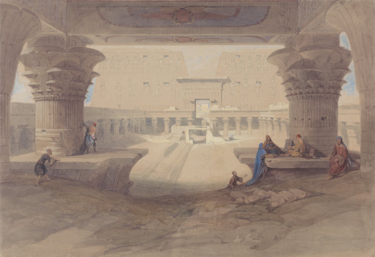 Yukarı Mısır, Edfu Tapınağı Portikosunun altından by David Roberts