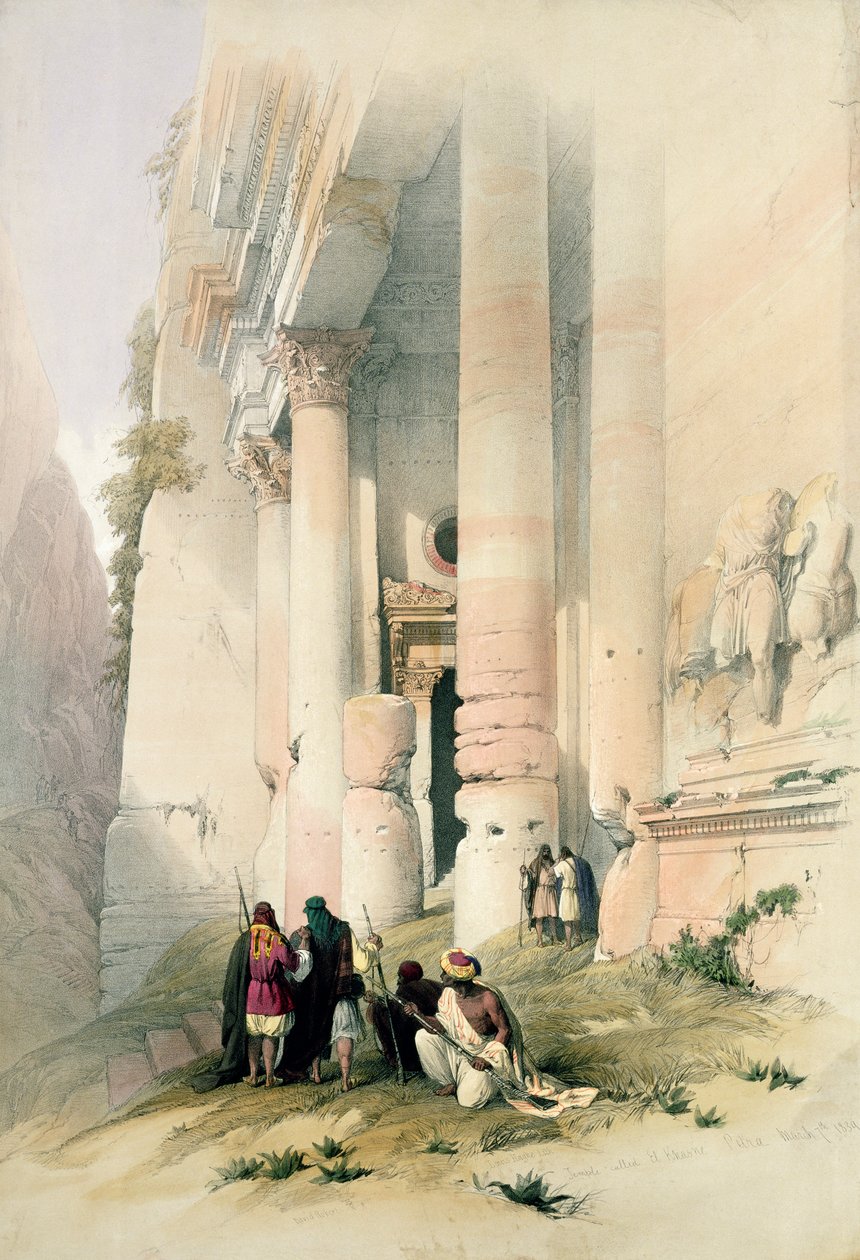 El Khasne adlı tapınak, Petra, 7 Mart 1839, Louis Haghe (1806-85) pub tarafından oyulmuş 