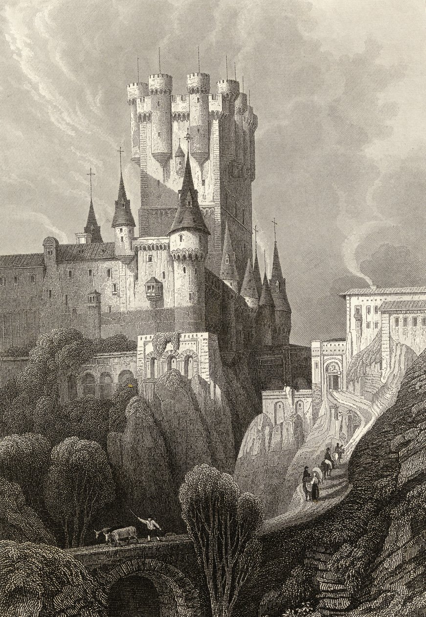 1862 yangınından önce Alcazar, Segovia by David Roberts
