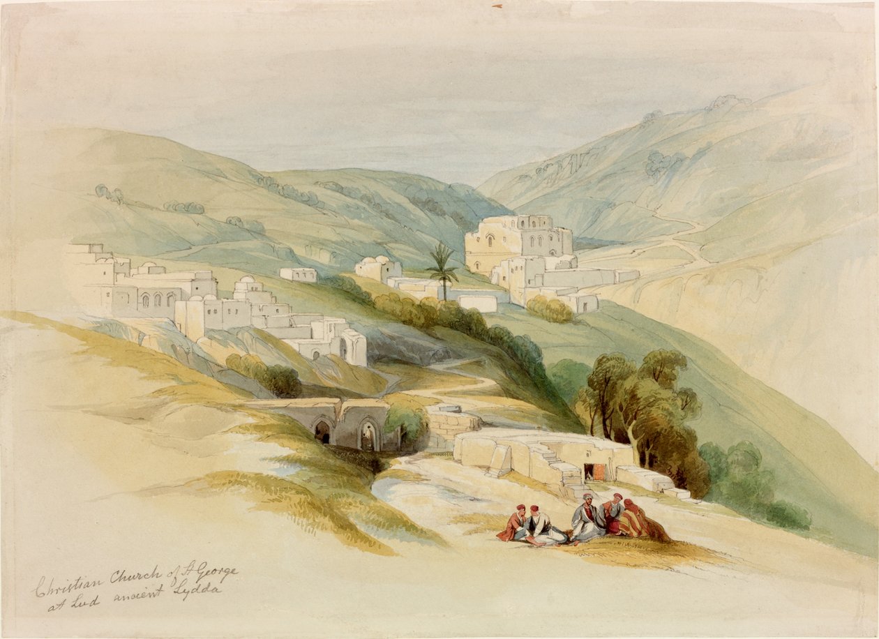 St George Kilisesi, Ludd, Filistin (Antik Lydda) (kağıt üzerinde kalem ve tuvalet) by David Roberts