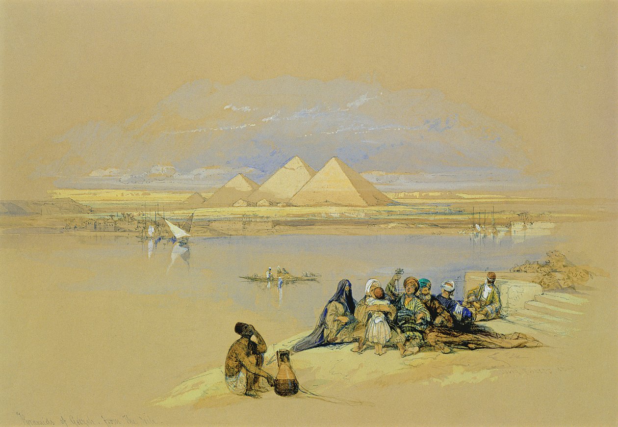 Kahire yakınlarındaki Giza Piramitleri by David Roberts