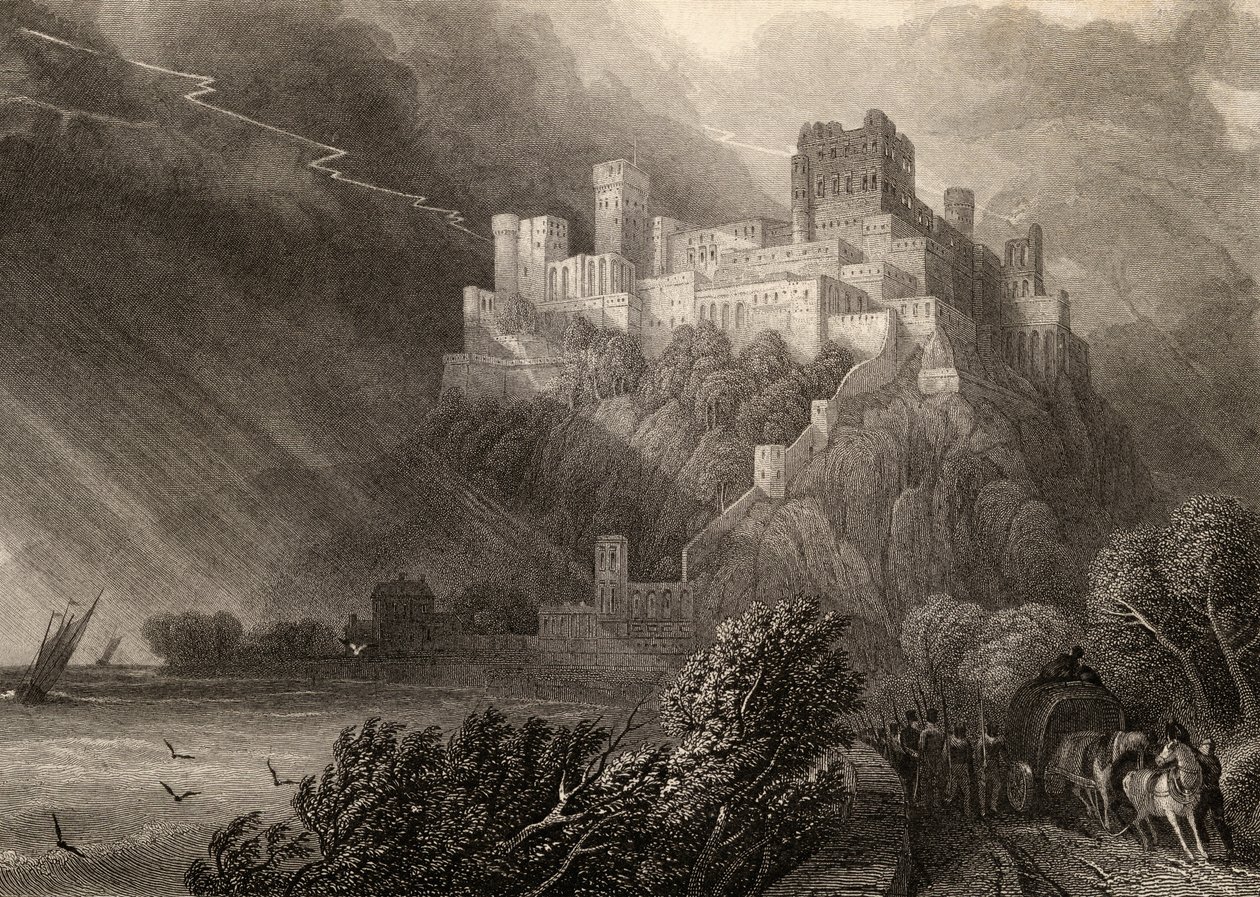 W. Radclyffe tarafından oyulmuş Rheinfels kalıntıları, 1840