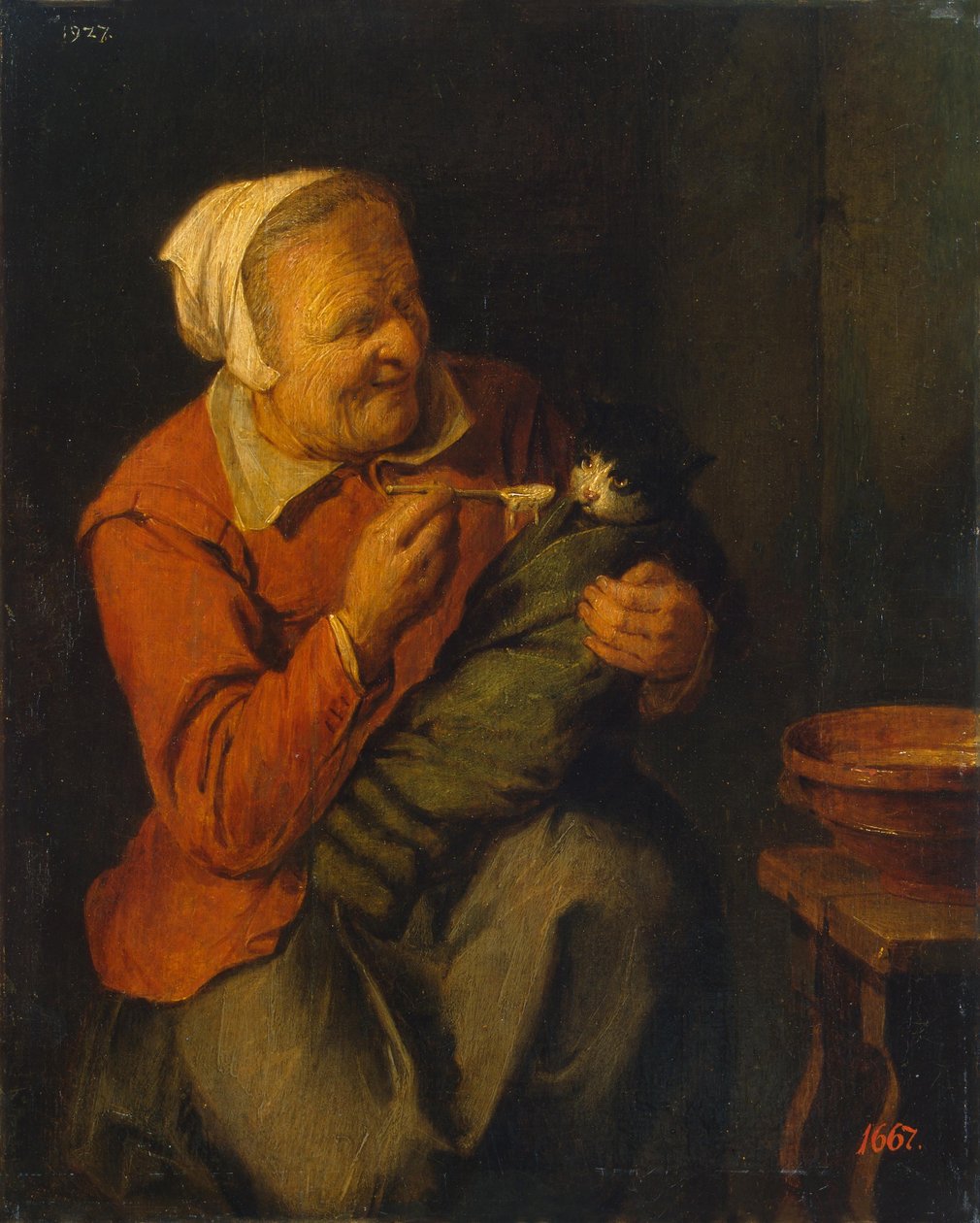 Kedili Köylü Kadın by David Ryckaert