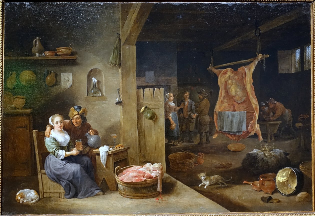 Kesilmiş öküz ile Flaman iç by David Teniers the Younger