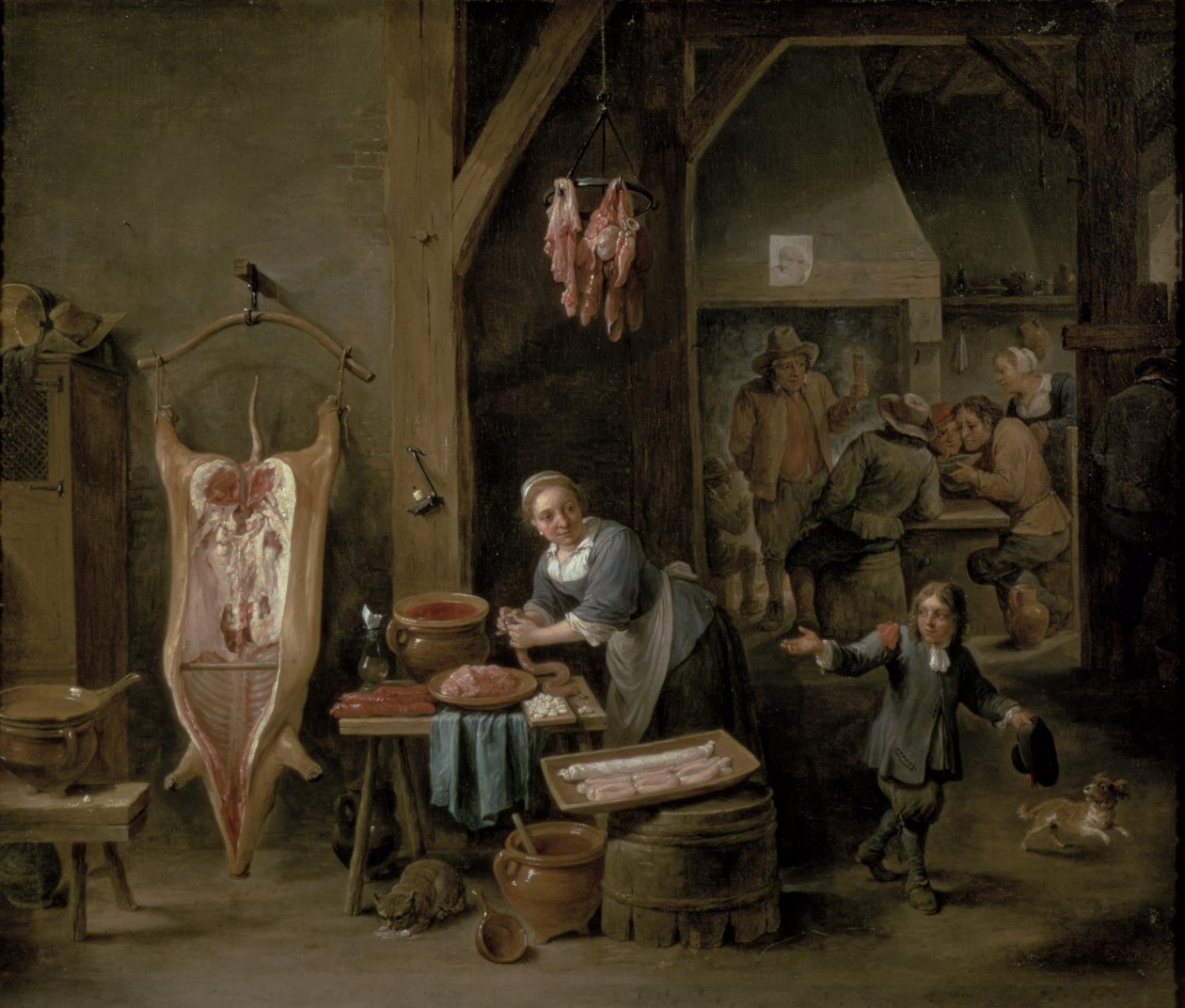 Sosis yapımı, 1651 by David Teniers the Younger