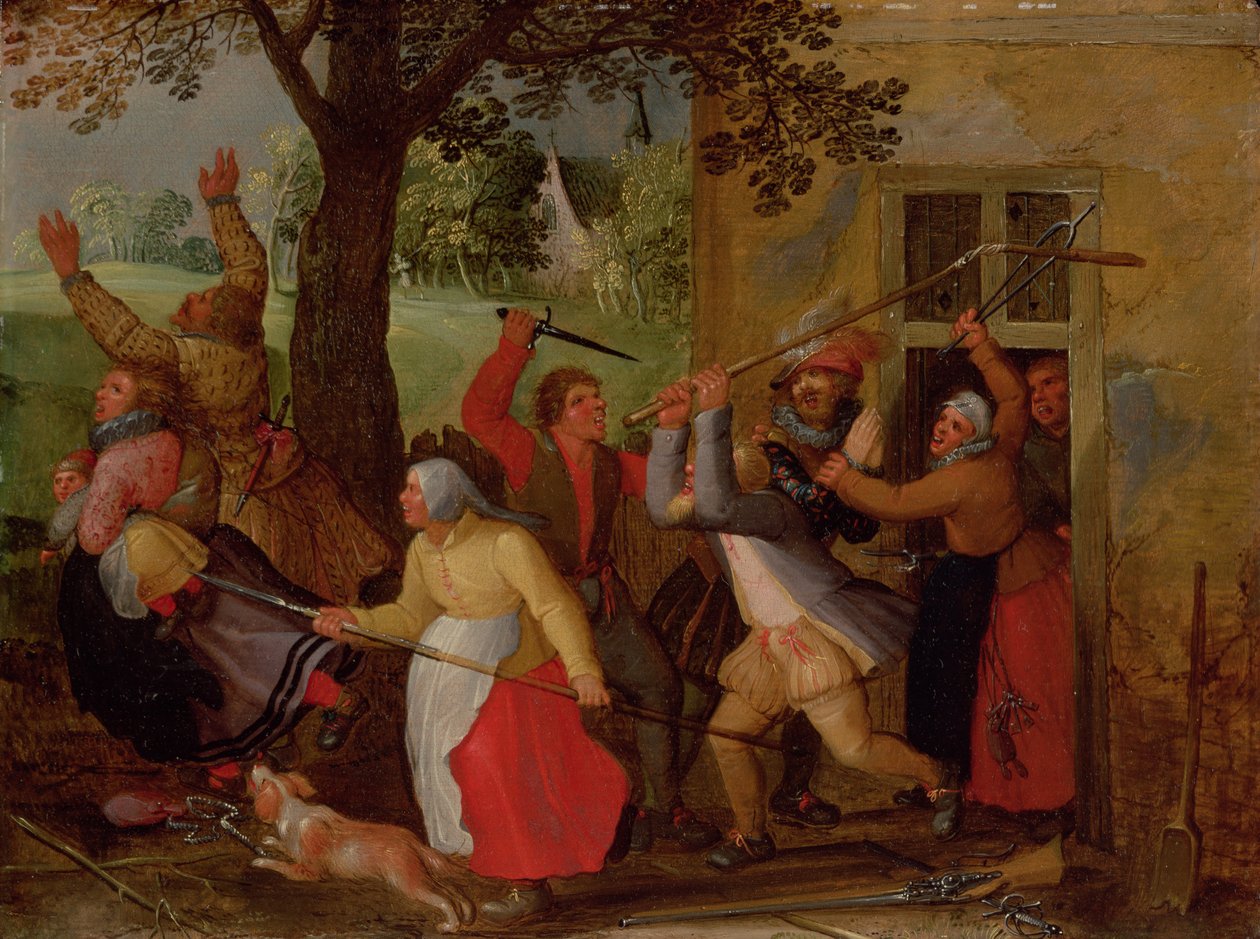 Country Pub Brawl (panel) by David Vinckboons
