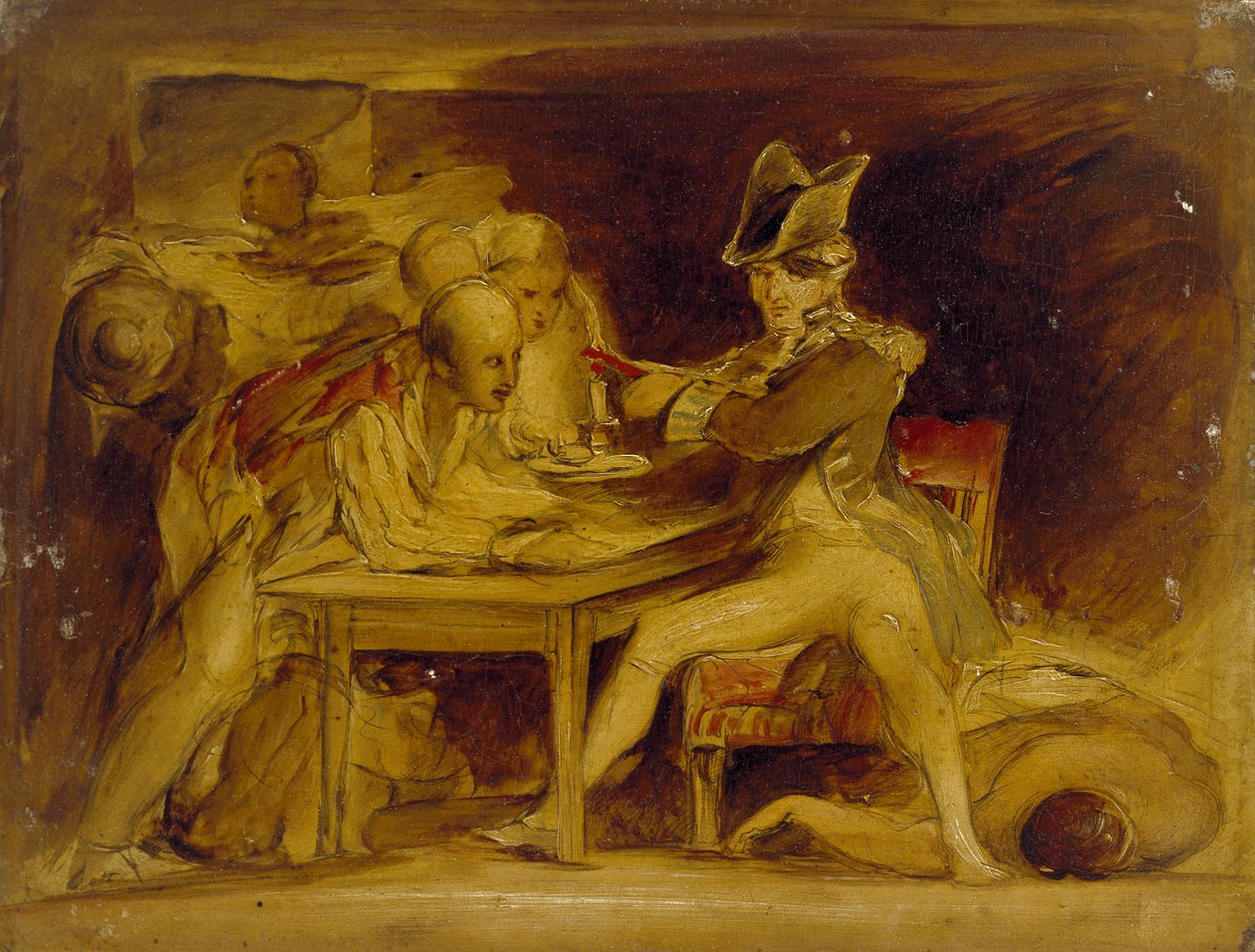 Nelson, Kopenhag mektubunu mühürler, c. 1835 (panel üzerine yağlı boya, çizim olarak monte edilmiş) by David Wilkie