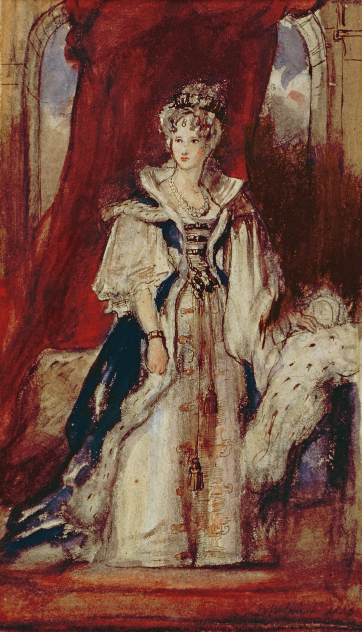 Queen Adelaide (1792-1849) 1836 (kağıt üzerinde kalem ve wc) by David Wilkie