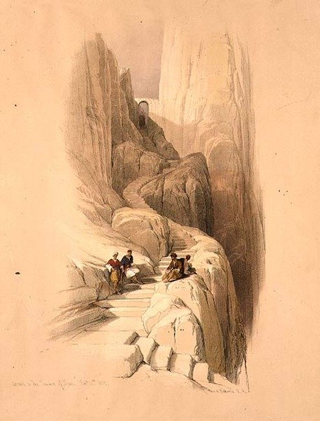 Sina Zirvesine Yükseliş, 20 Şubat 1839, Louis Haghe (1806-85) pub tarafından oyulmuş 