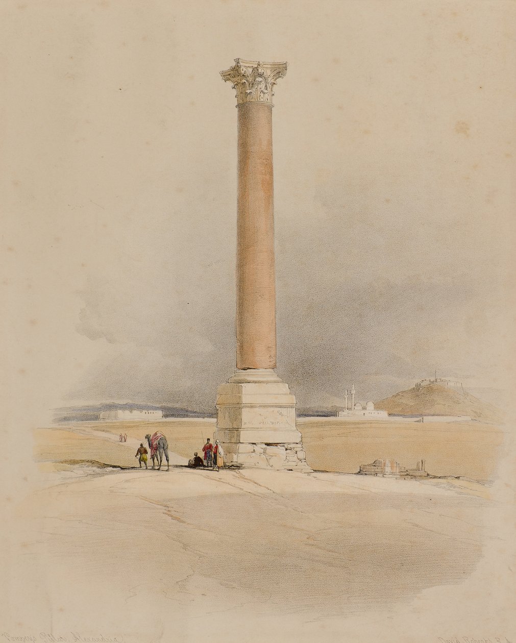 Pompey Sütunu, İskenderiye by David (after) Roberts