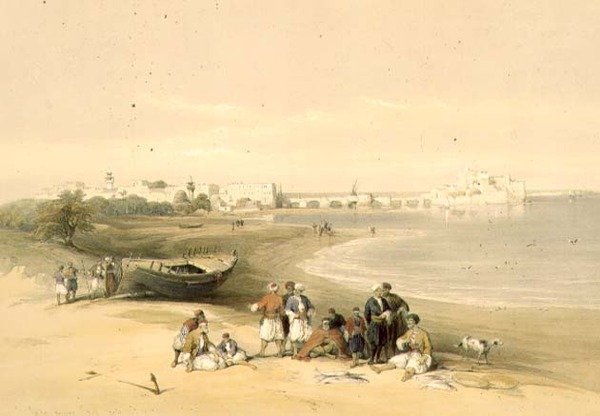 Sarda, antik Sidon, 28 Nisan 1839, Louis Haghe (1806-85) pub tarafından oyulmuş 