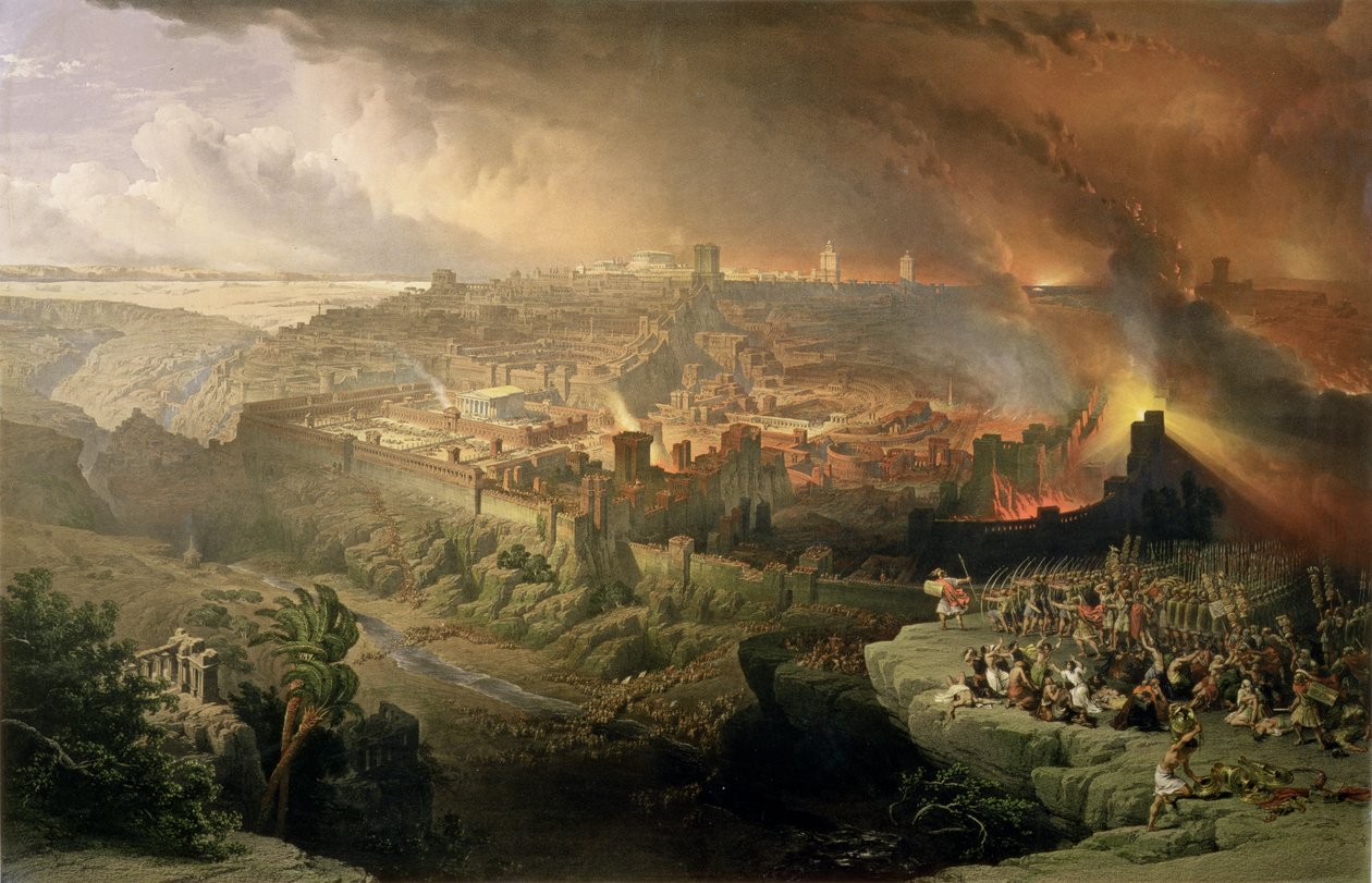 MS 70'de Kudüs'ün Yıkımı, Louis Haghe (1806-85) tarafından oyulmuş (litho) by David (after) Roberts