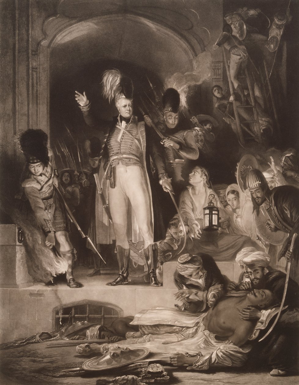 Sir David Baird, Tipu Sultan'ın cesedini keşfederken by David (after) Wilkie