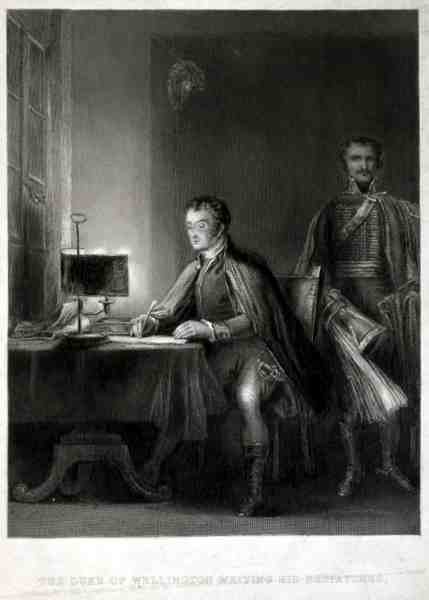 Wellington Dükü, William Greatbach (d.1802) tarafından oyulmuş, Gönderilerini Yazıyor (gravür) by David (after) Wilkie