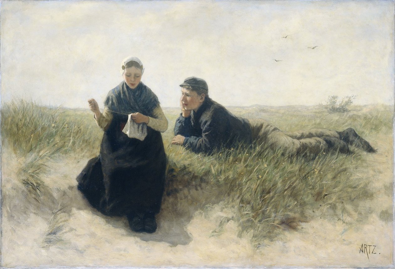 Oğlan ve Kız Kum Tepelerinde by David Adolph Constant Artz