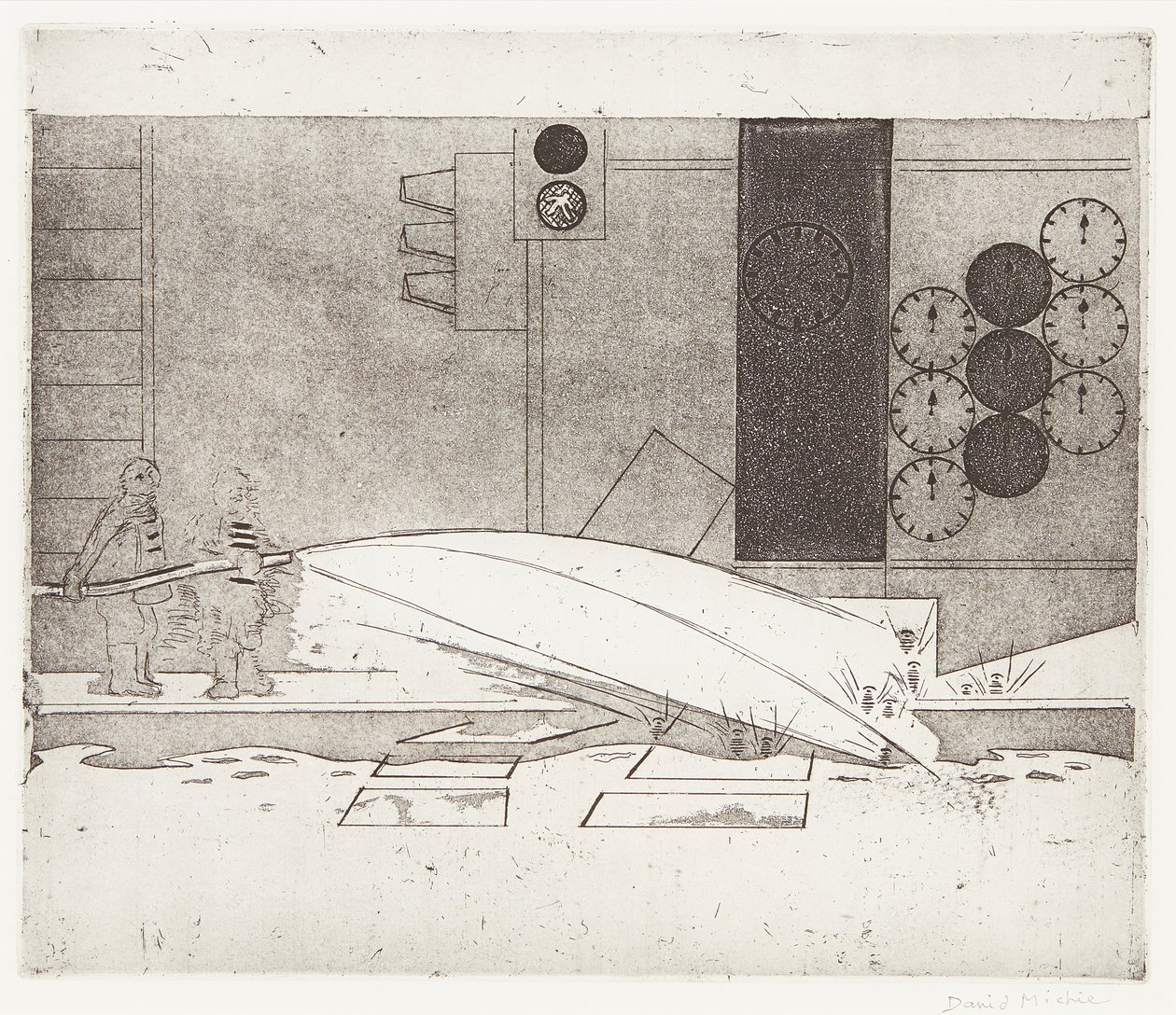 Sokağı Yıkamak (gravür) by David Alan Redpath Michie
