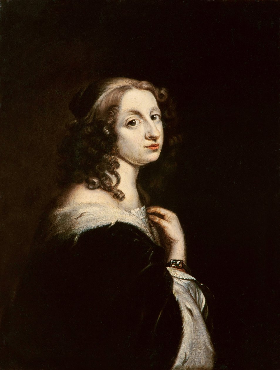 Christina, İsveç Kraliçesi, c.1650 (bakır üzerine yağ) by David Beck