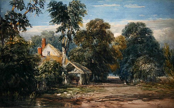 Bir Ormanın Kenarında Bir Kulübe ve Byre by David Cox