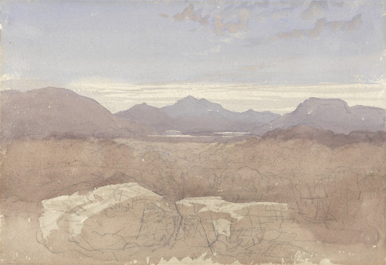 A Mountainous View, Kuzey Galler, c.1818 (kağıt üzerinde w/c ve grafit) by David Cox