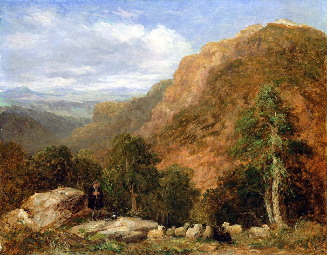 Yukarıdan Bir Görünüm Bettws-y-Coed, Moel Siabod ve Uzaktaki Snowdon Sıradağları, 1853 by David Cox