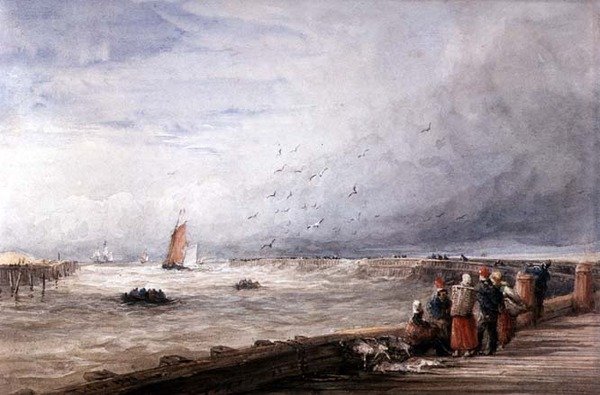 Calais İskelesi (kağıt üzerine sulu boya) by David Cox