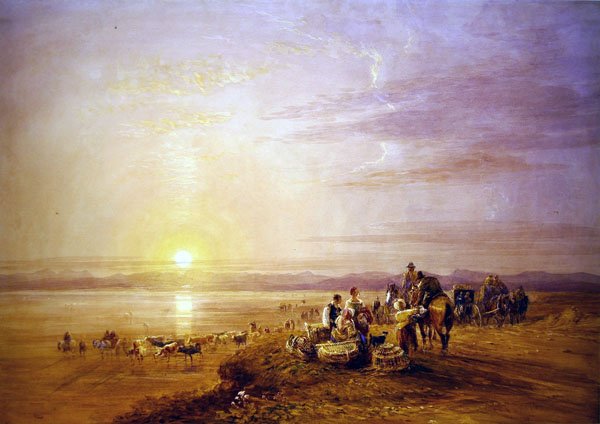 Kumları Geçmek (kağıda kazıyarak kurşun kalem izleri üzerine suluboya) by David Cox