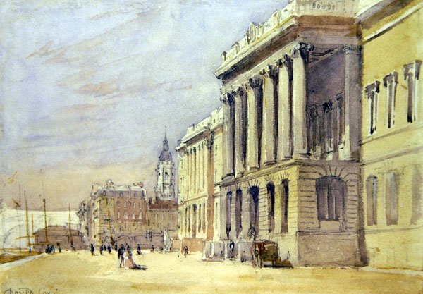 Gümrük Binası Rıhtımı (kağıt üzerine sulu boya) by David Cox