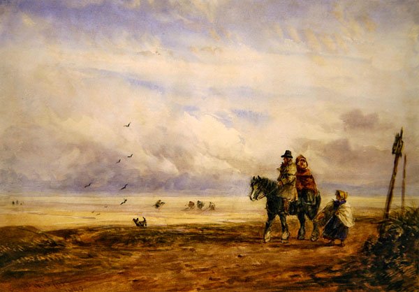 Sahilde (kağıt üzerine sulu boya) by David Cox