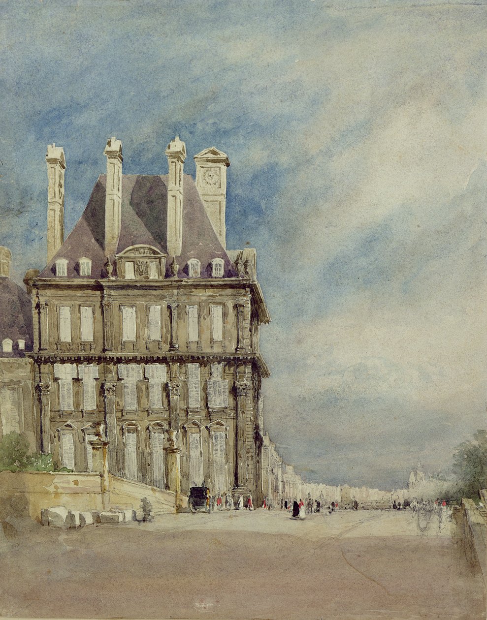 Pavillon de Flore, Tuileries, Paris (kağıt üzerine suluboya ve guaj boya) by David Cox