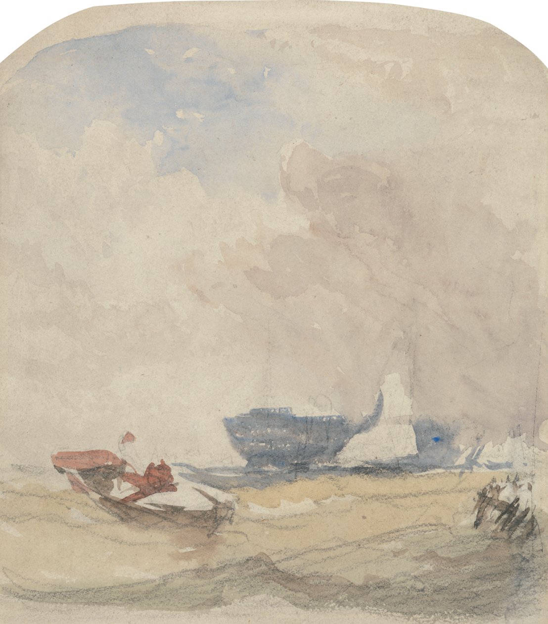 Hulk, Yelkenli Tekne ve Kürekli Tekne ile Deniz Çalışması by David Cox
