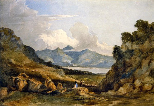 Snowdon (kağıt üzerine sulu boya) by David Cox