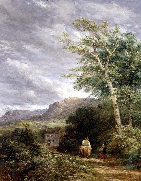 Su Değirmeni ile Galler Manzarası (tuval üzerine yağlı boya) by David Cox
