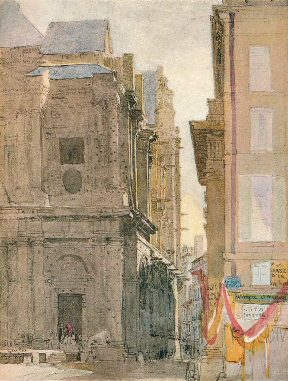 Aziz Eustache Kilisesi, Paris, c1829 by David Cox the elder