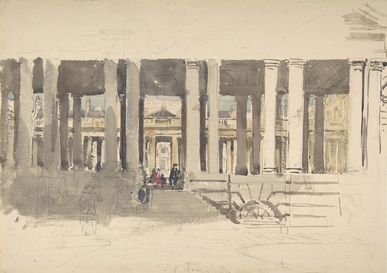 Greenwich Hastanesi recto, Bir Binanın Çalışması verso, ca. 1831. by David Cox the elder