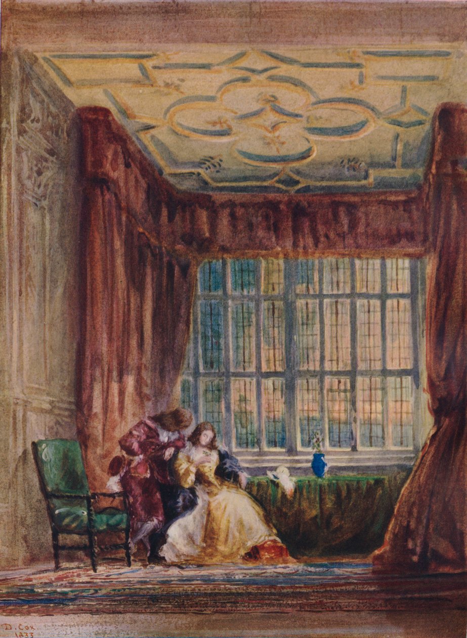 Uzun galerinin içi, Haddon Hall, Derbyshire, 1833 by David Cox the elder