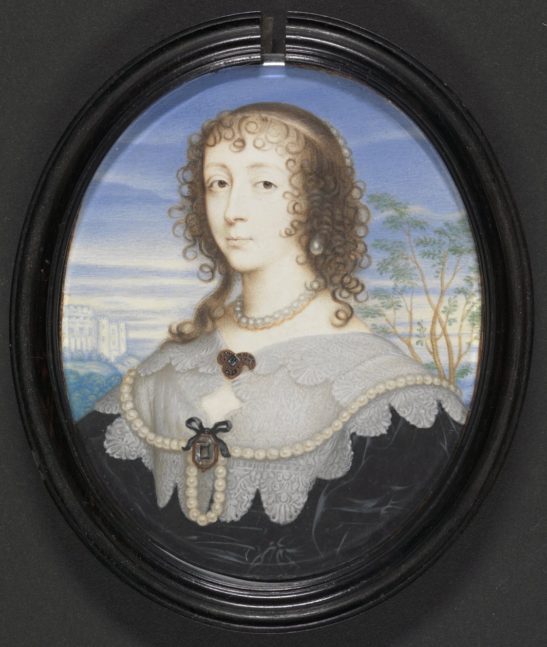 Kraliçe Henrietta Maria (1609-69) (parşömen üzerine guaj, gesso destekli kart üzerine serilir) by David Des Granges