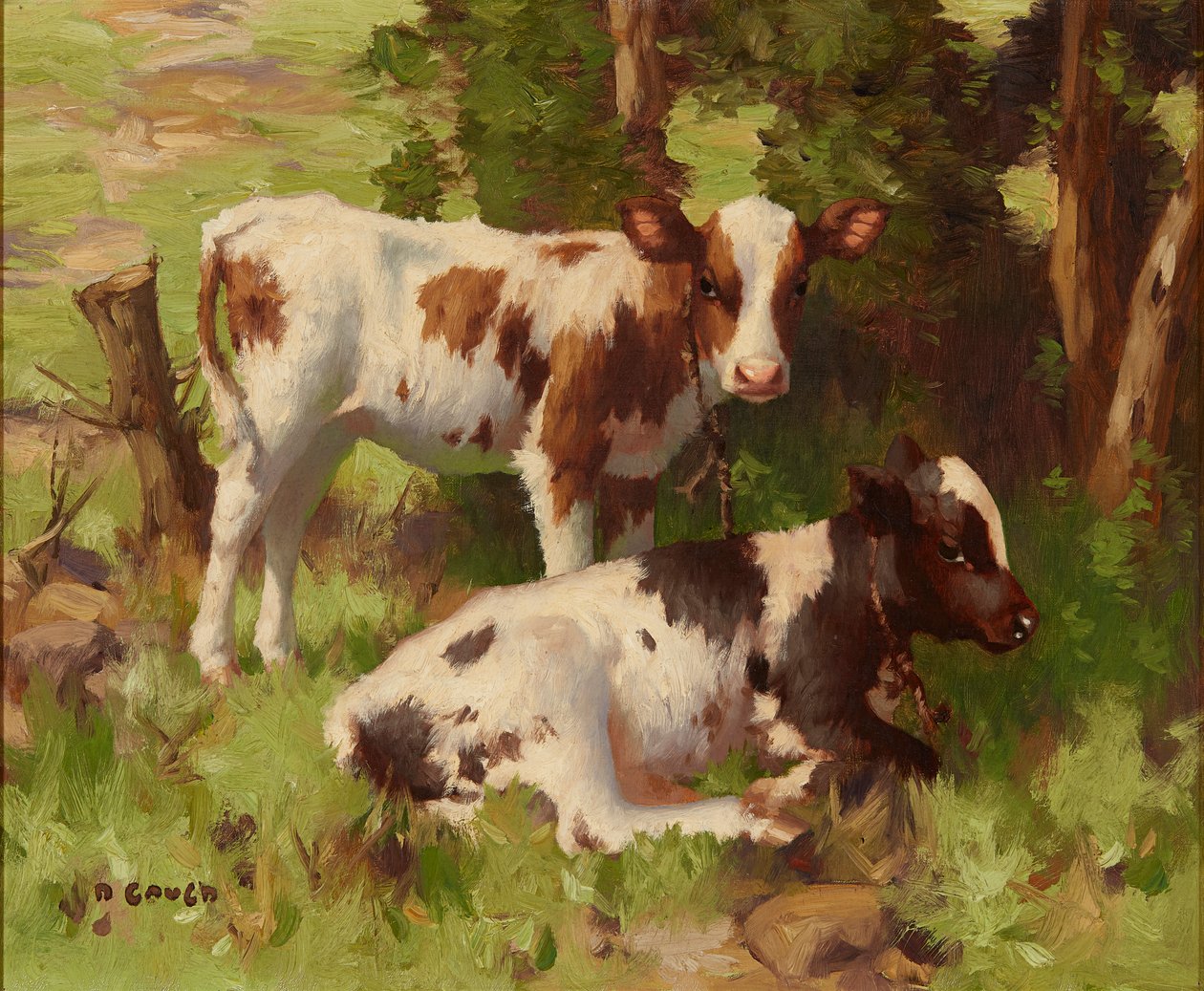 Bir Yaz Manzarasında Buzağılar (tuval üzerine yağlı boya) by David Gauld