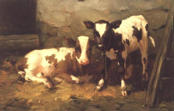 Ahırdaki buzağılar by David Gauld