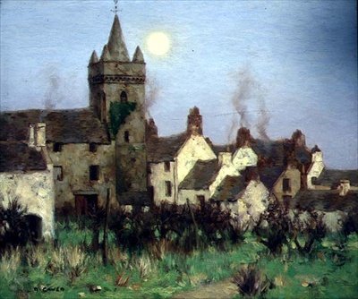 Tolbooth, Kircudbright, c.1900 (tuval üzerine yağlı boya) by David Gauld