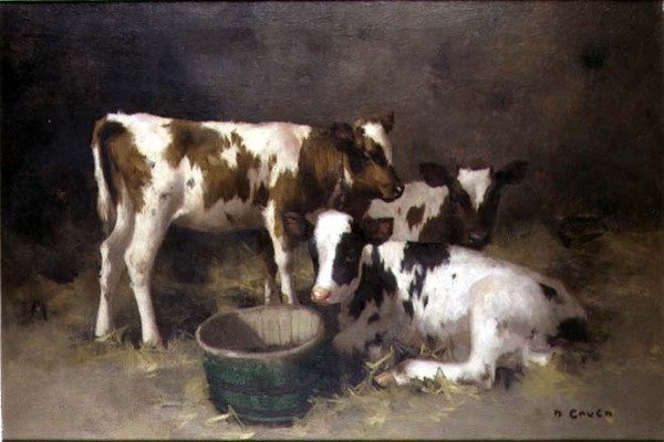 Üç Buzağı (tuval üzerine yağlı boya) by David Gauld