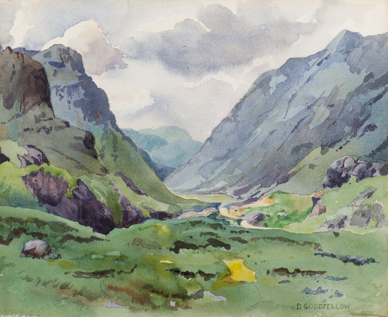 Glencoe, 20. yüzyıl (suluboya) by David Goodfellow