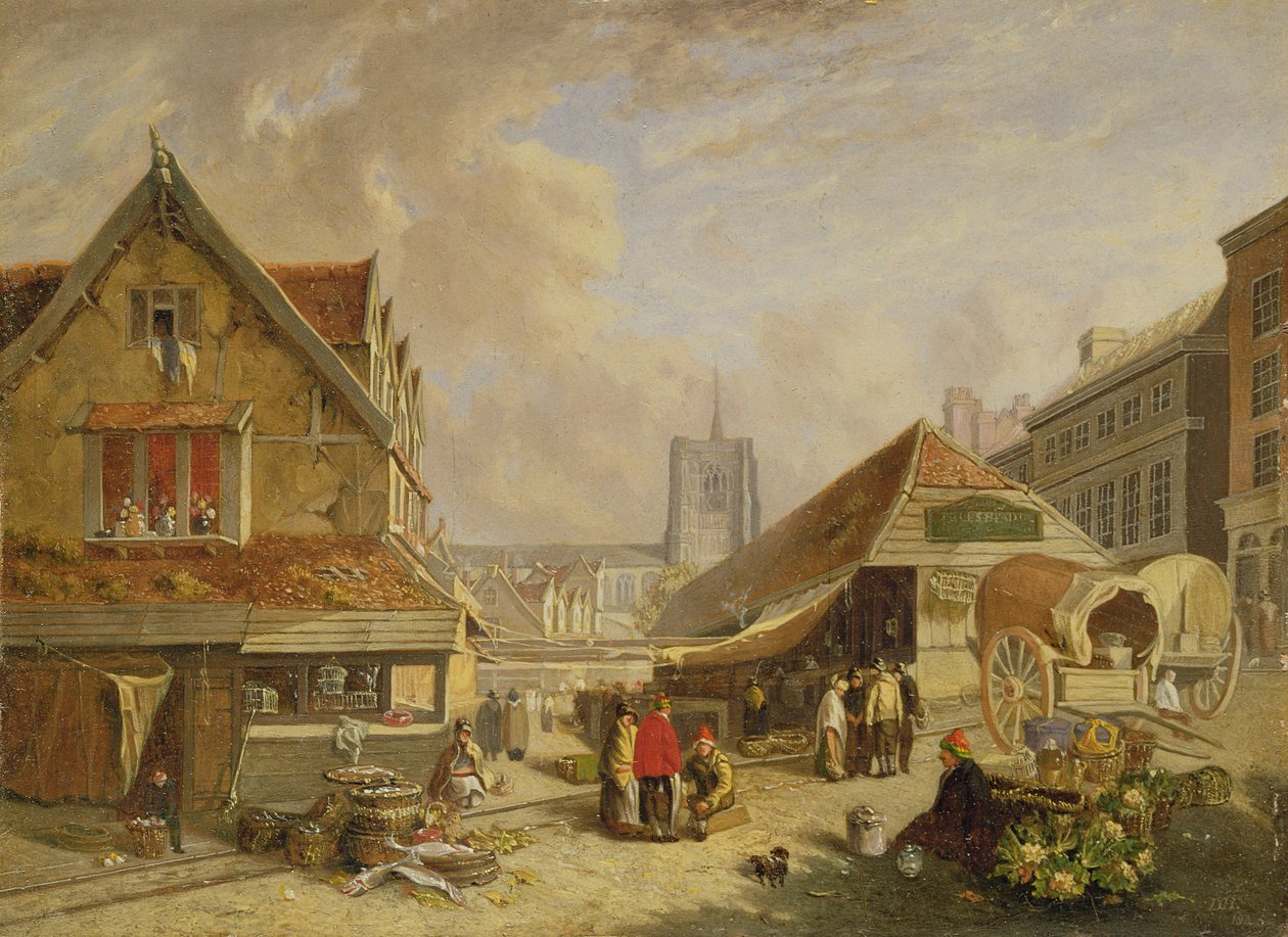 The Old Fishmarket, Norwich, 1825  by David Hodgson