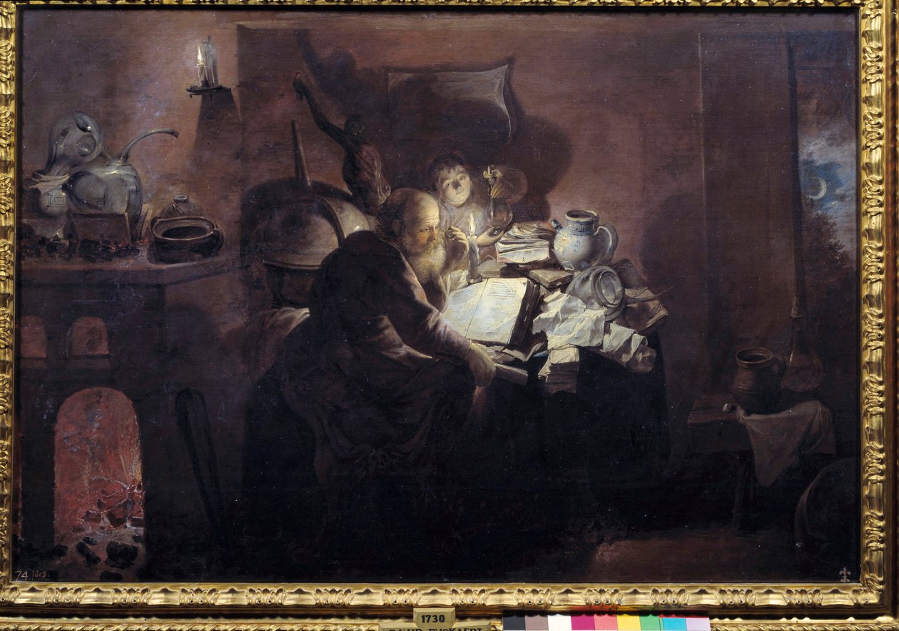 Simyacı stüdyosunda. Tablo David Ryckaert III (Rijckaert) (1612 - 1661) Ec. Alev. by David III Ryckaert