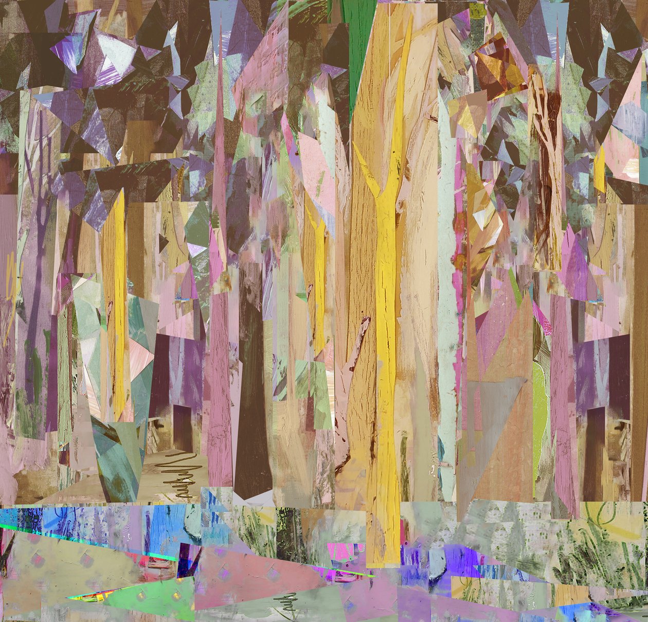 Copse/Fragments, 2017, Ahşap Panel Üzerine Karışık Teknik. by David McConochie