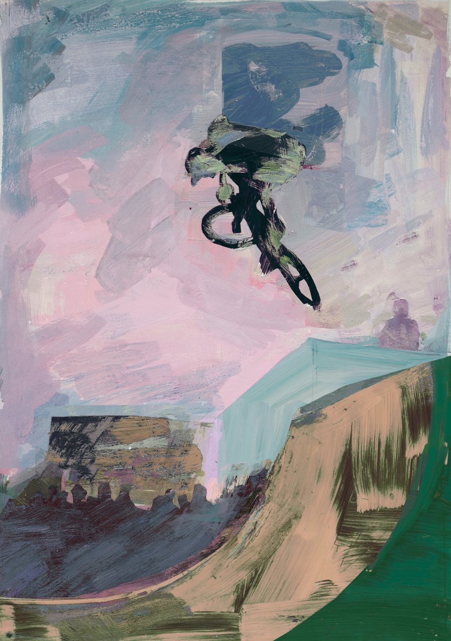 Half-Pipe, 2018 (akrilikler ve kesilmiş kağıt) by David McConochie