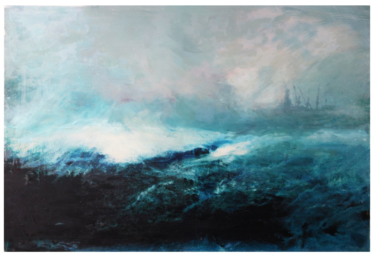 Deniz manzarası; 2015 Ahşap Panel Üzerine Karışık Teknik by David McConochie